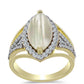 Anillo de Plata Bañada en Oro con Madreperla y Topacio Blanco