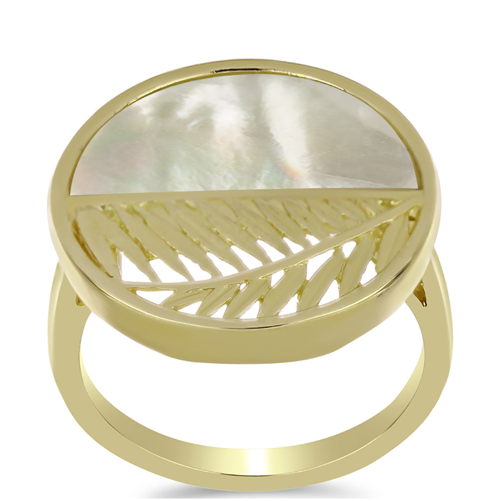 Anillo de Plata Bañada en Oro con Madreperla 3 