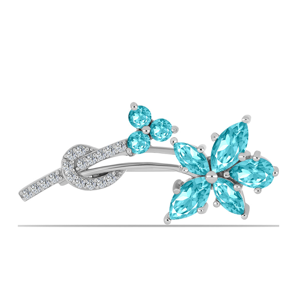 Broche de Plata con Cuarzo Paraiba y Topacio Blanco 1 