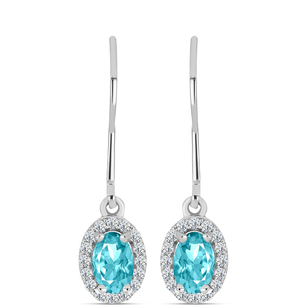 Pendientes de Plata con Cuarzo Paraiba y Topacio Blanco