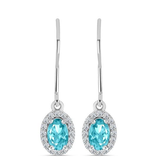 Pendientes de Plata con Cuarzo Paraiba y Topacio Blanco