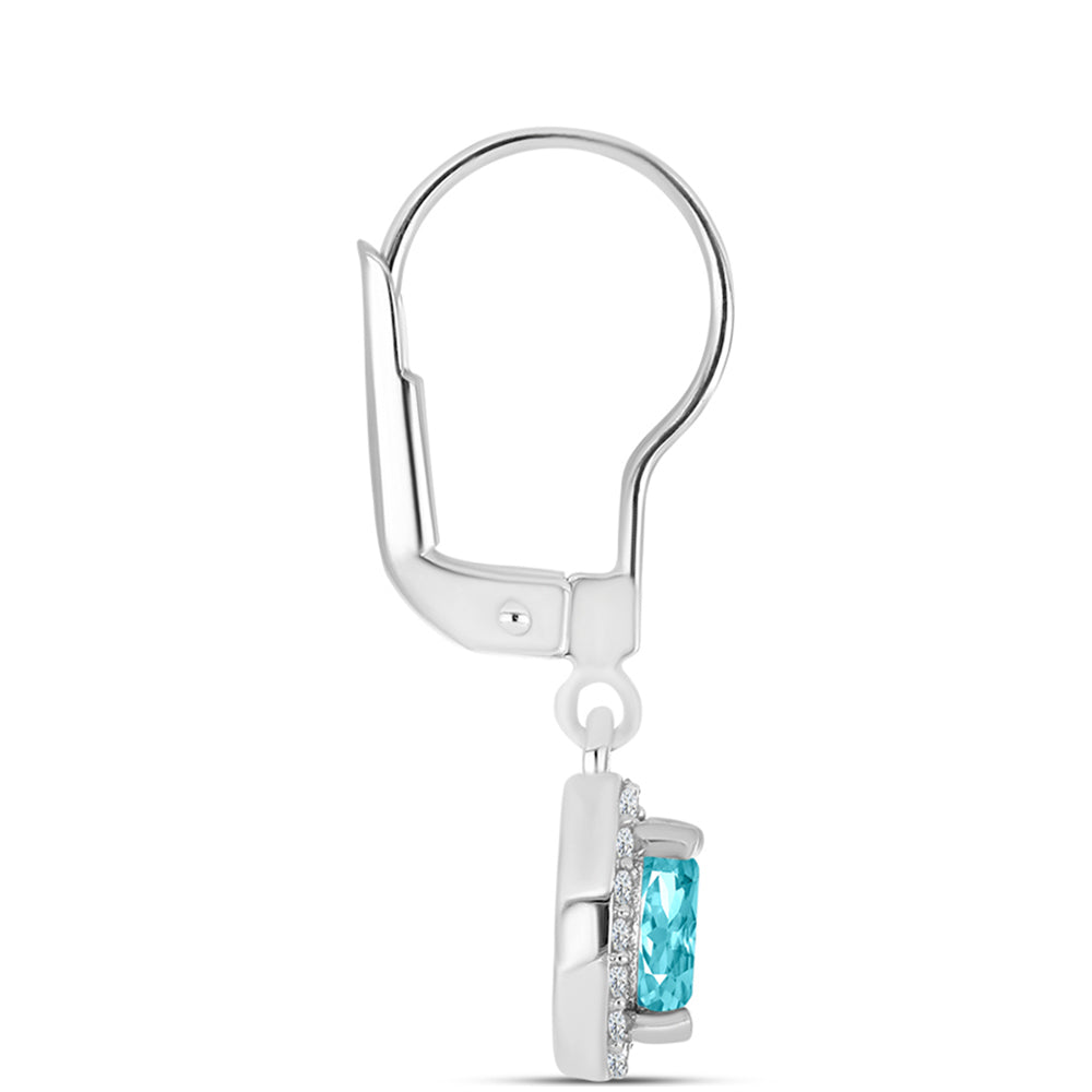 Pendientes de Plata con Cuarzo Paraiba y Topacio Blanco