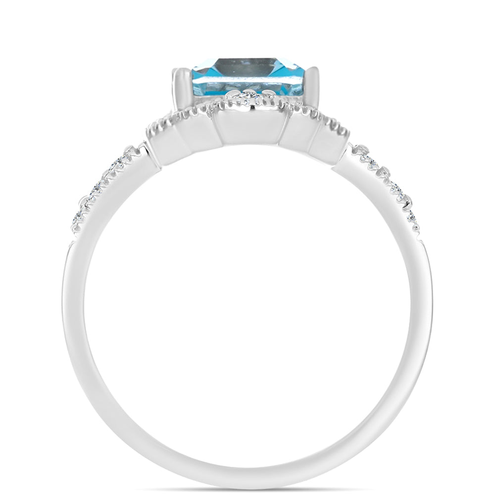 Anillo de Plata con Cuarzo Paraiba y Topacio Blanco