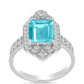 Anillo de Plata con Cuarzo Paraiba y Topacio Blanco