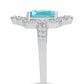 Anillo de Plata con Cuarzo Paraiba y Topacio Blanco