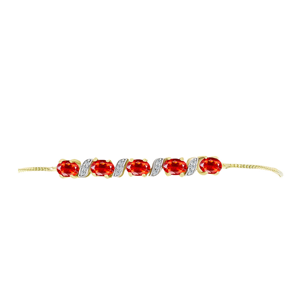 Pulsera de Plata Bañada en Oro con Ópalo Rojo etíope de Lega Dembi y Topacio Blanco