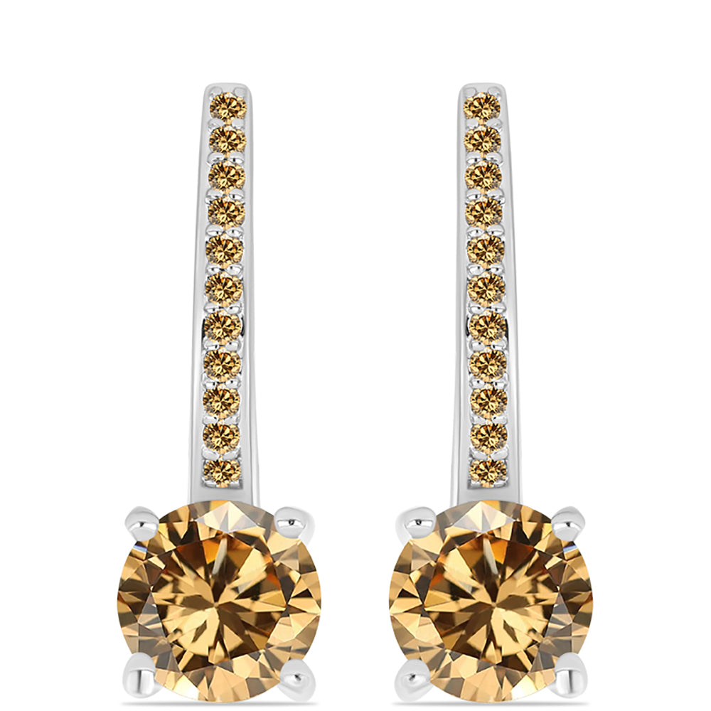 Pendientes de Plata con Moisanita Champagne
