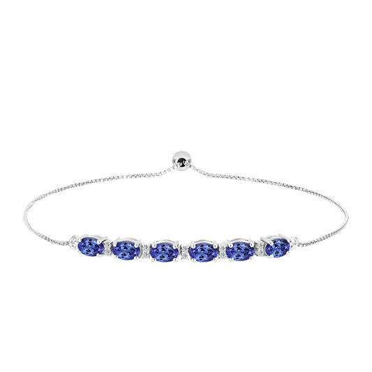 Pulsera de Plata con Tanzanita AAA y Topacio Blanco