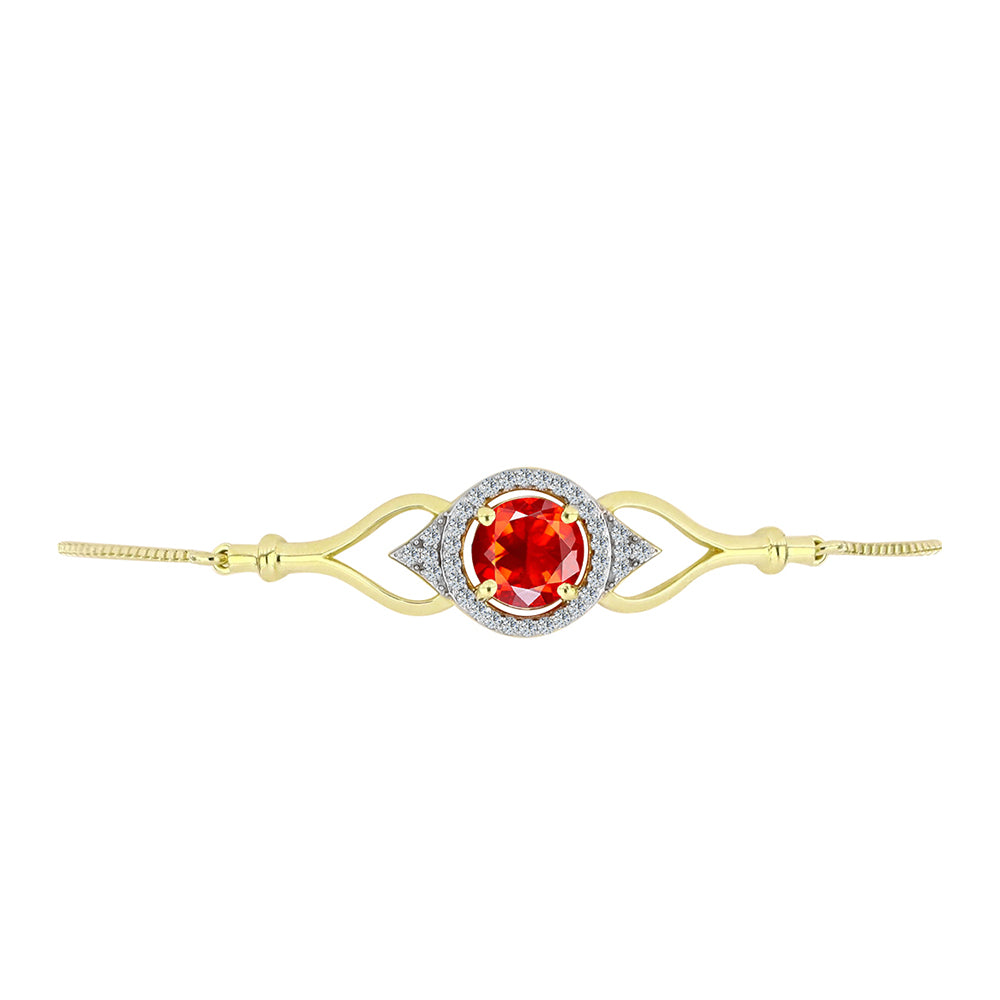 Pulsera de Plata Bañada en Oro con Ópalo Rojo etíope de Lega Dembi y Topacio Blanco 2 