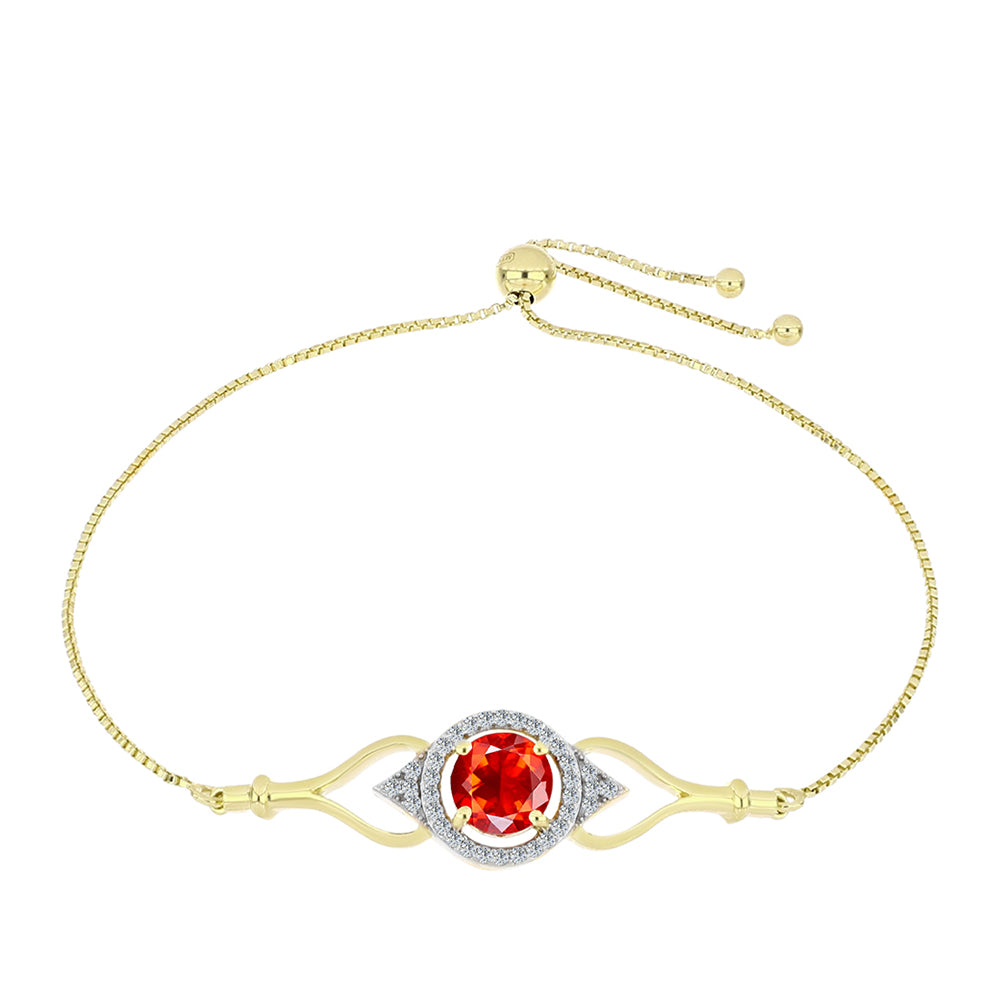 Pulsera de Plata Bañada en Oro con Ópalo Rojo etíope de Lega Dembi y Topacio Blanco 1 