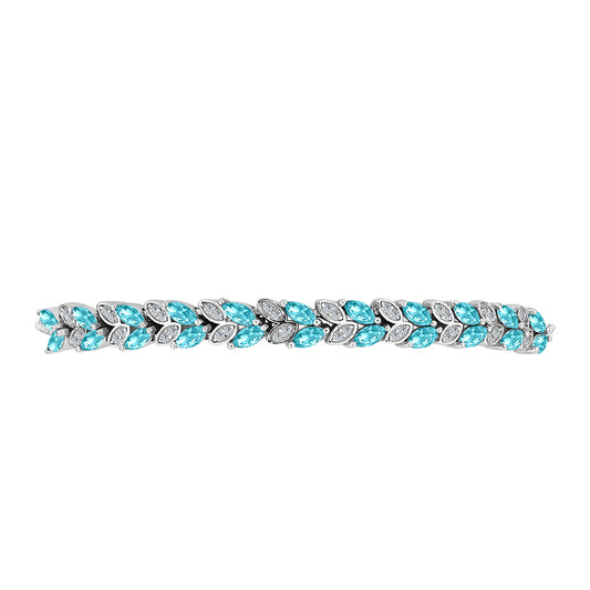 Pulsera de Plata con Cuarzo Paraiba y Topacio Blanco