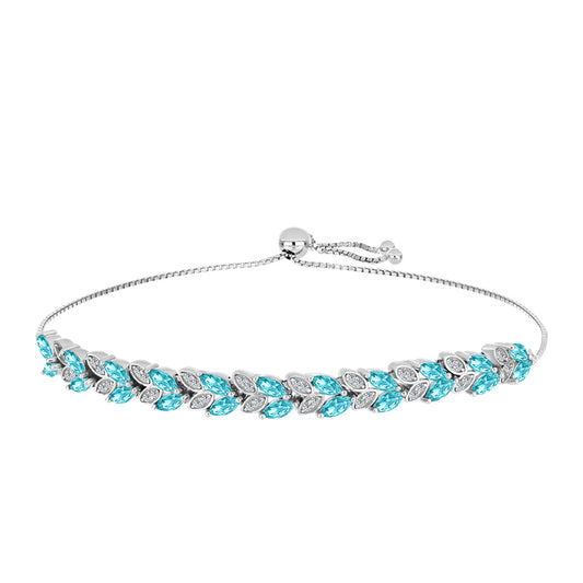 Pulsera de Plata con Cuarzo Paraiba y Topacio Blanco