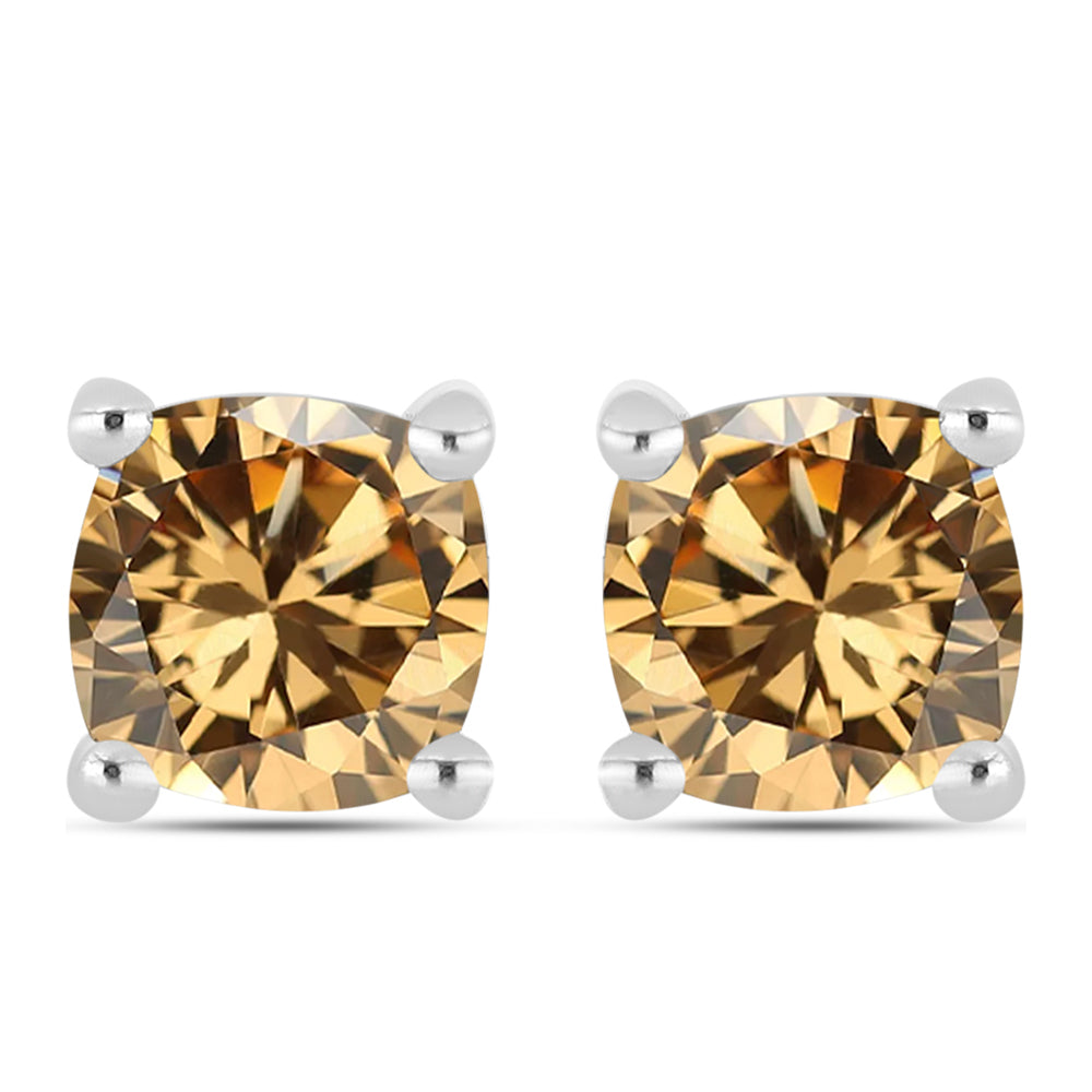 Pendientes de Plata con Moisanita Champagne 1 