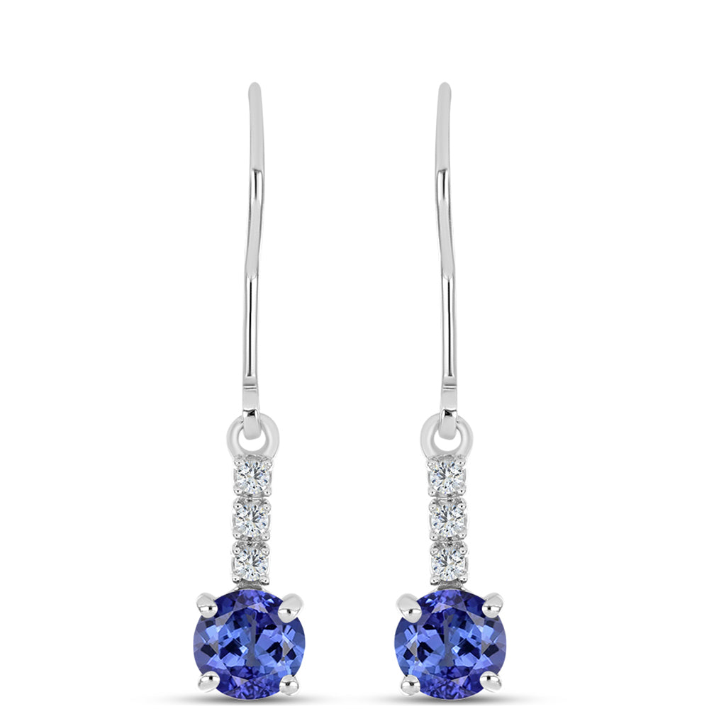 Pendientes de Plata con Tanzanita AAA y Topacio Blanco