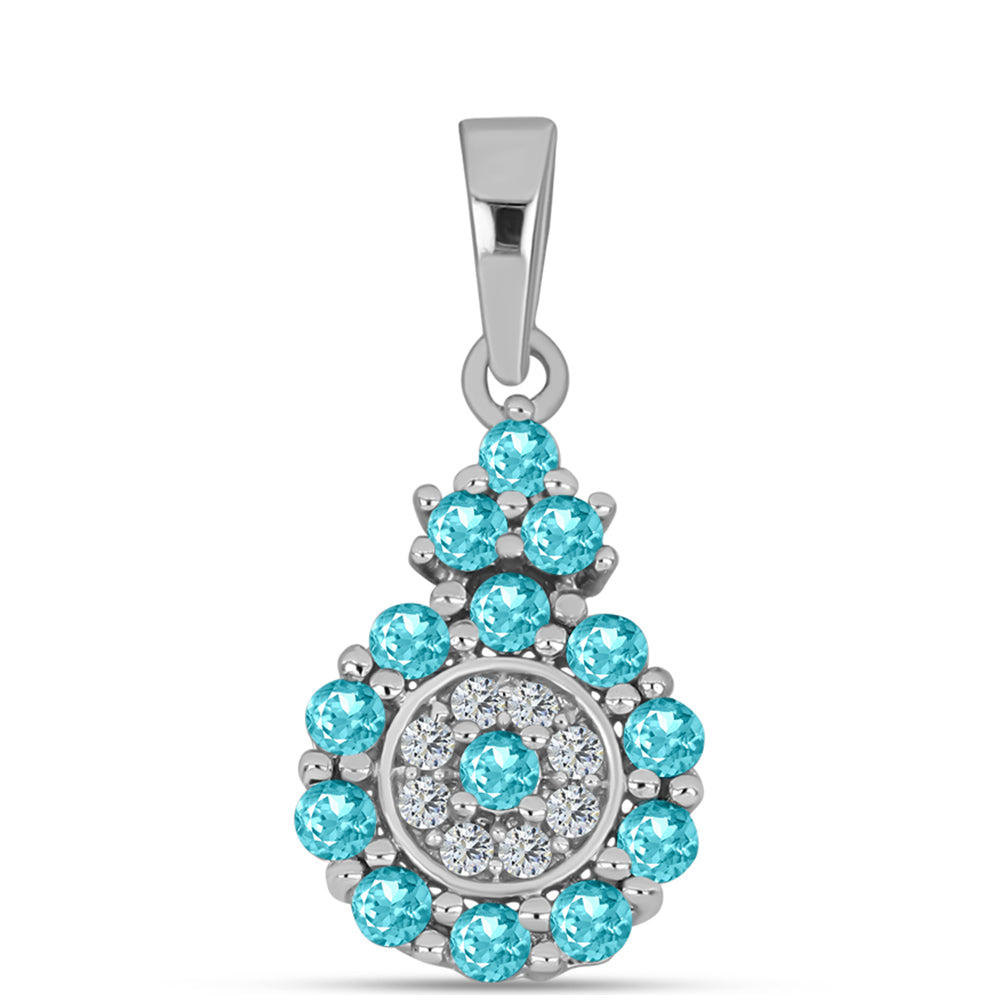 Colgante de Plata con Cuarzo Paraiba y Topacio Blanco 1 