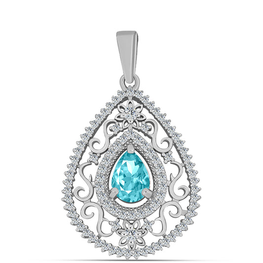 Colgante de Plata con Cuarzo Paraiba y Topacio Blanco