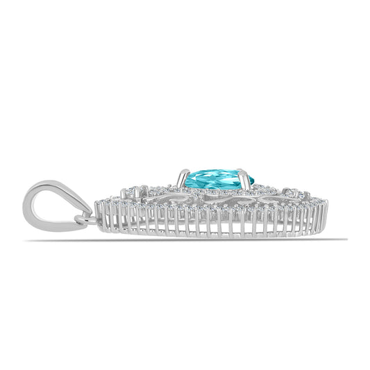 Colgante de Plata con Cuarzo Paraiba y Topacio Blanco