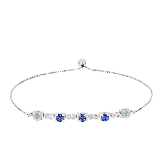 Pulsera de Plata con Tanzanita AAA y Ópalo Etiopie blanci de Lega Dembi