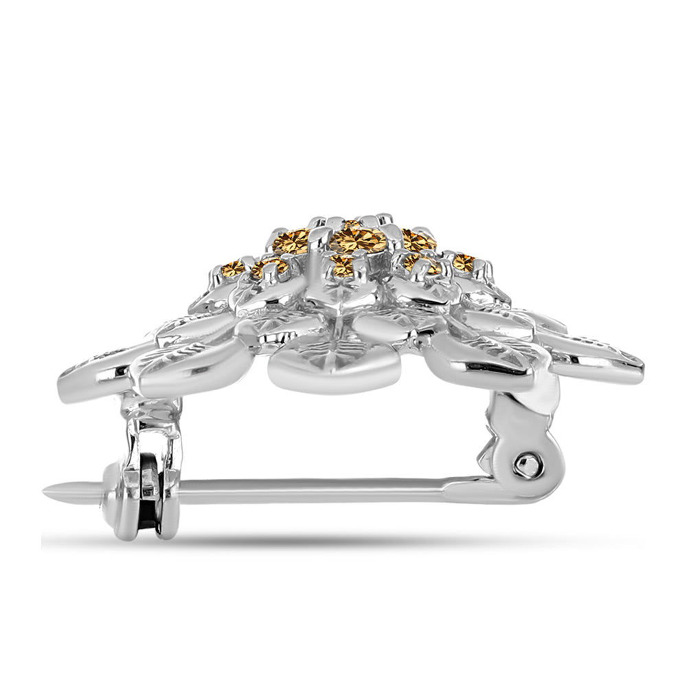 Broche de Plata con Moisanita Champagne 2 