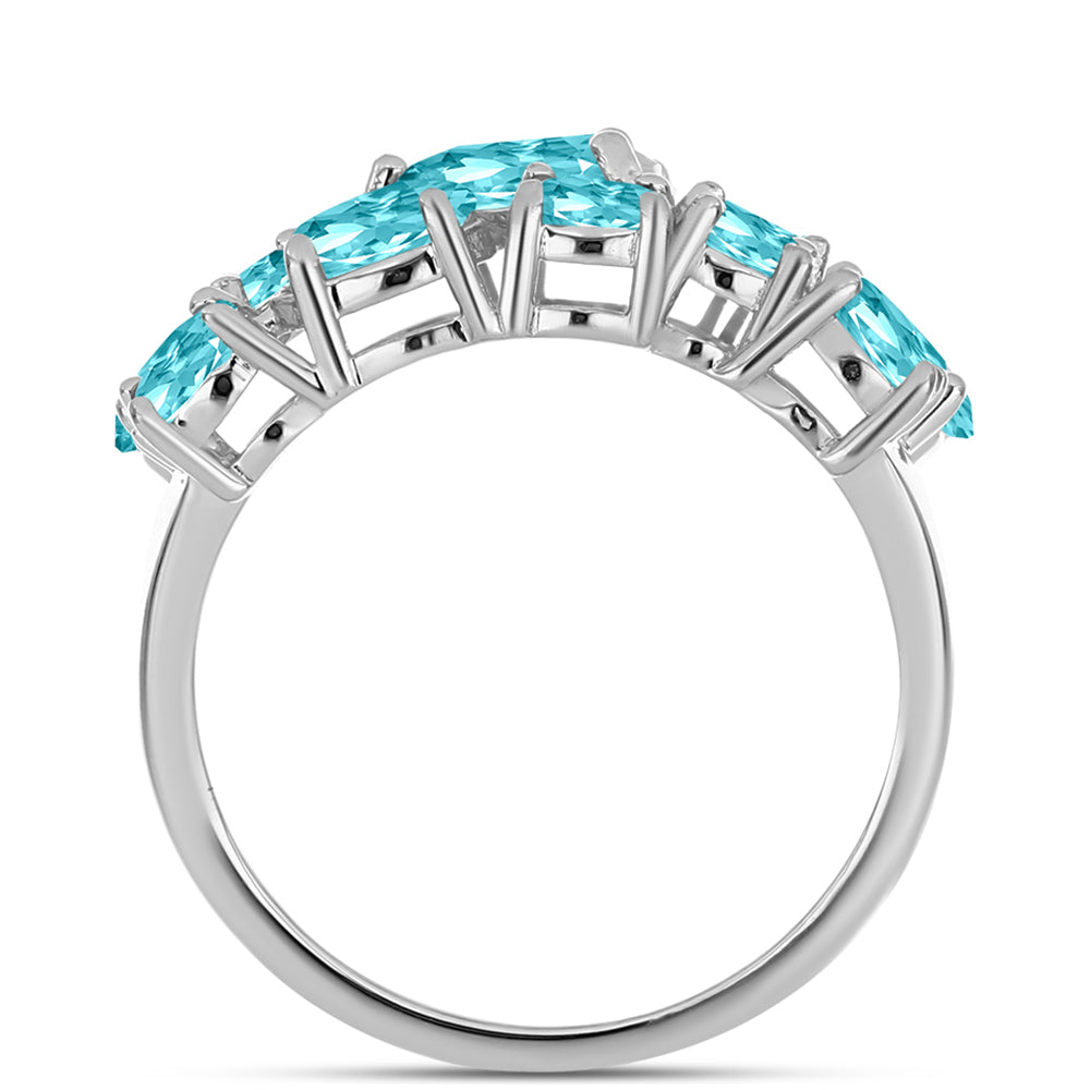 Anillo de Plata con Cuarzo Paraiba y Topacio Blanco