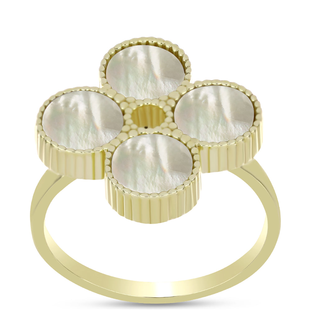 Anillo de Plata Bañada en Oro con Madreperla