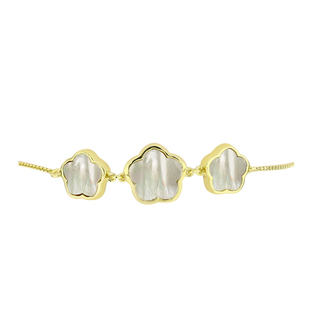 Pulsera de Plata Bañada en Oro con Madreperla
