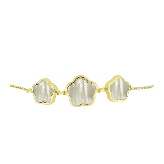 Pulsera de Plata Bañada en Oro con Madreperla