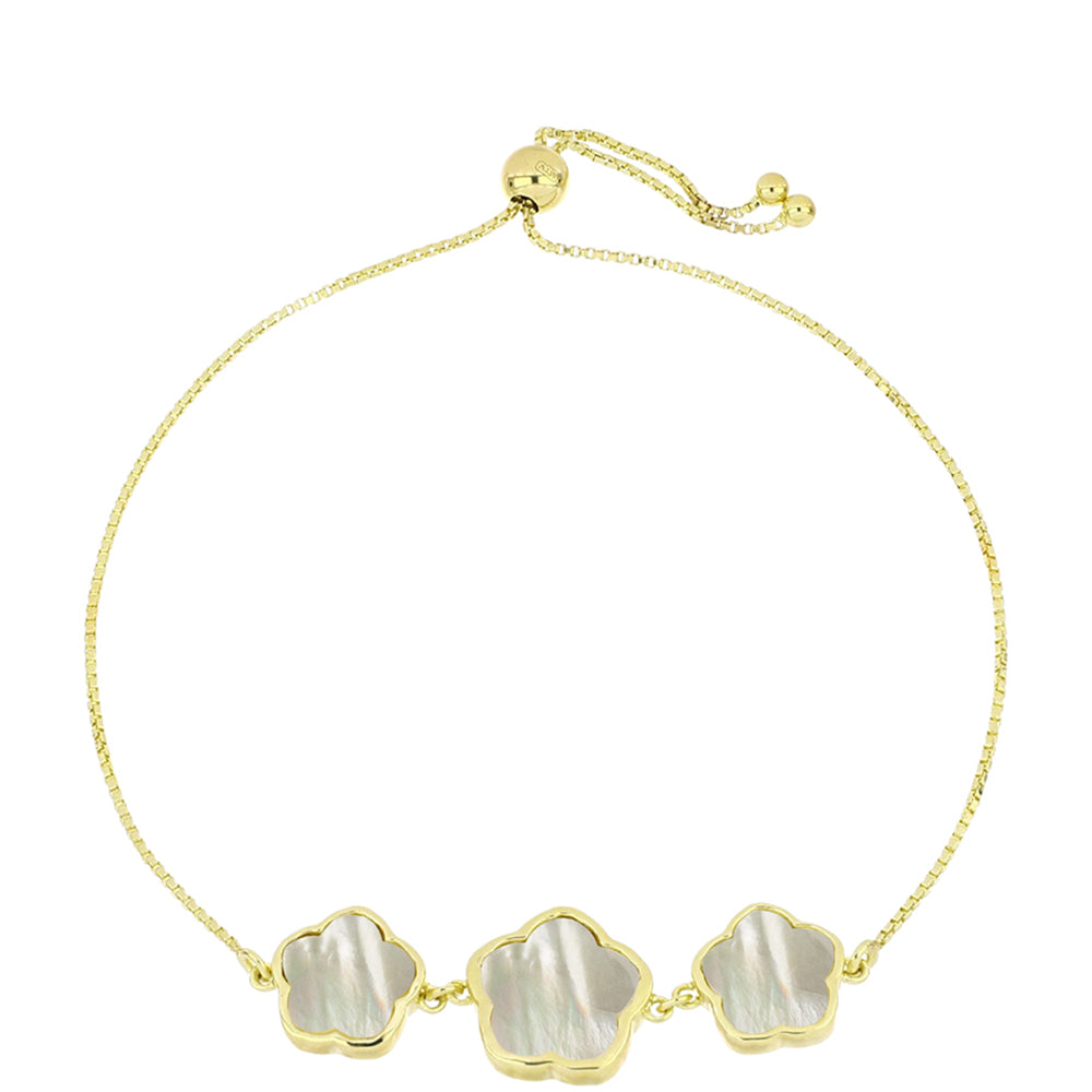 Pulsera de Plata Bañada en Oro con Madreperla