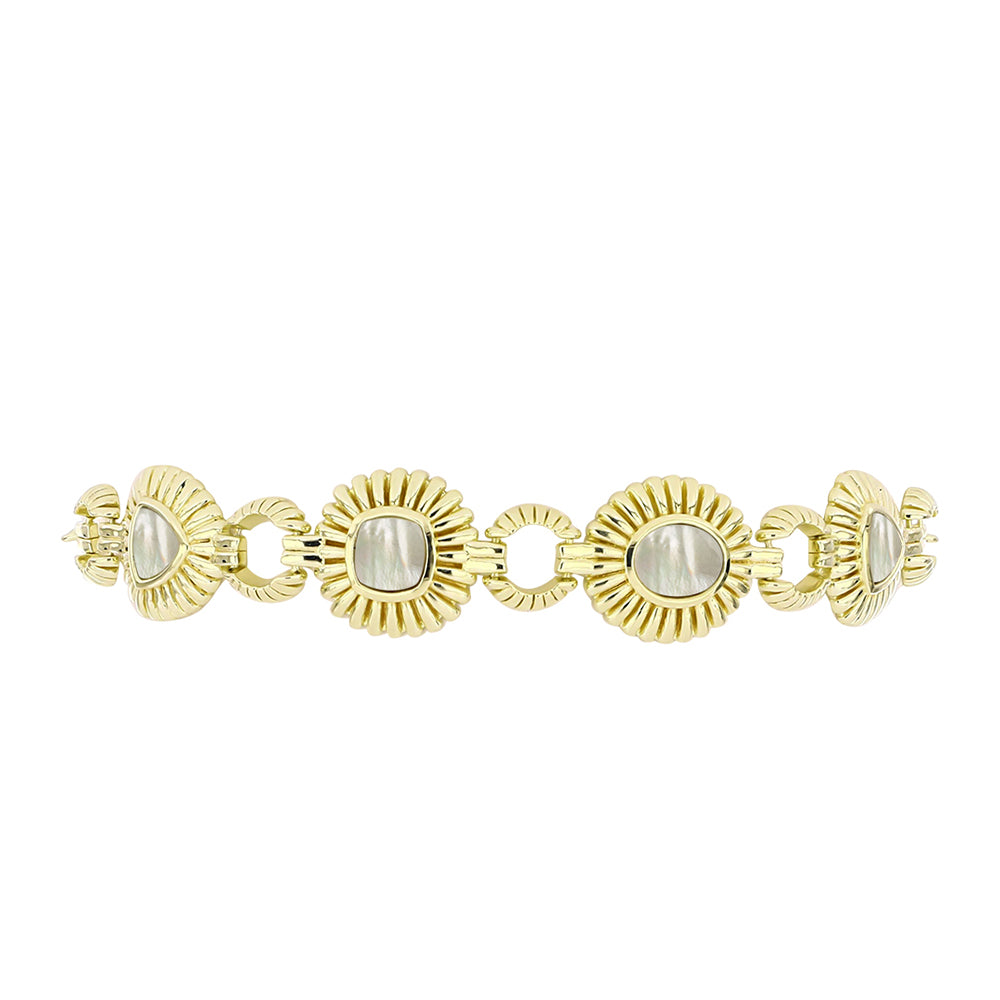 Pulsera de Plata Bañada en Oro con Madreperla 2 