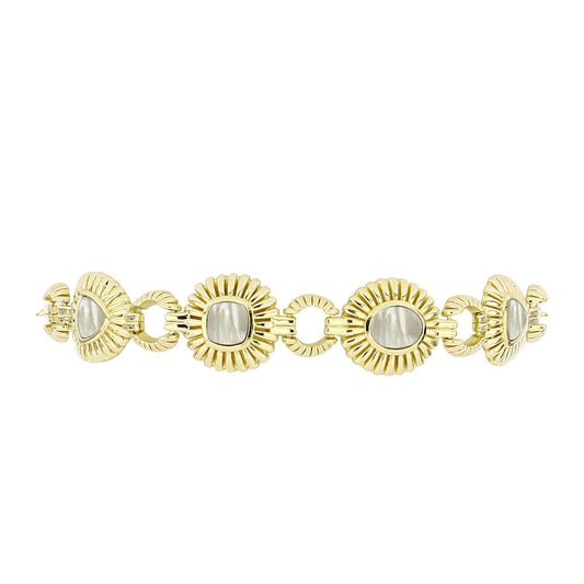 Pulsera de Plata Bañada en Oro con Madreperla
