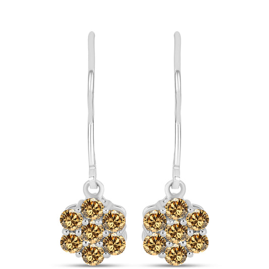 Pendientes de Plata con Moisanita Champagne