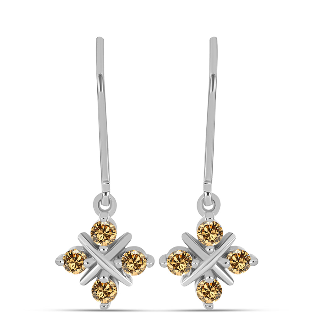 Pendientes de Plata con Moisanita Champagne 1 