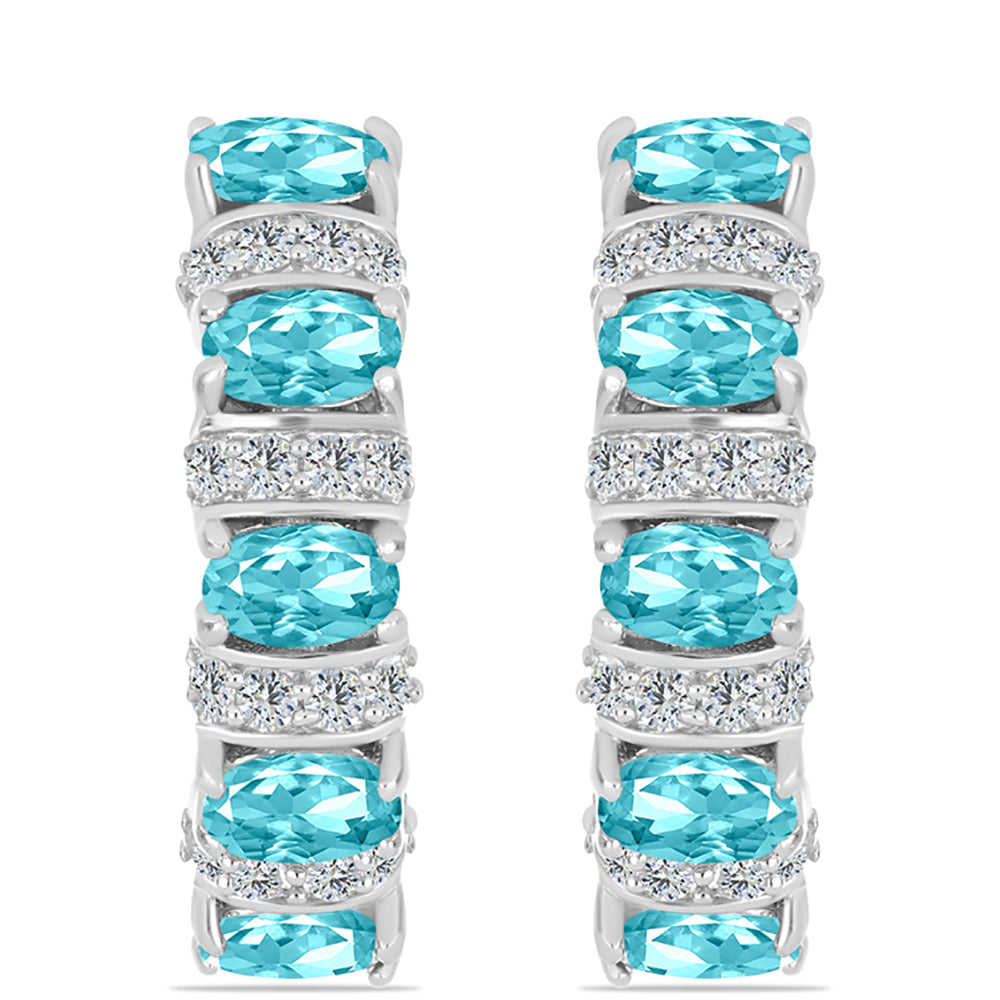 Pendientes de Plata con Cuarzo Paraiba y Topacio Blanco