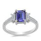 Anillo de Plata con Tanzanita AAA y Topacio Blanco