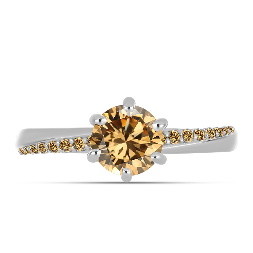 Anillo de Plata con Moisanita Champagne
