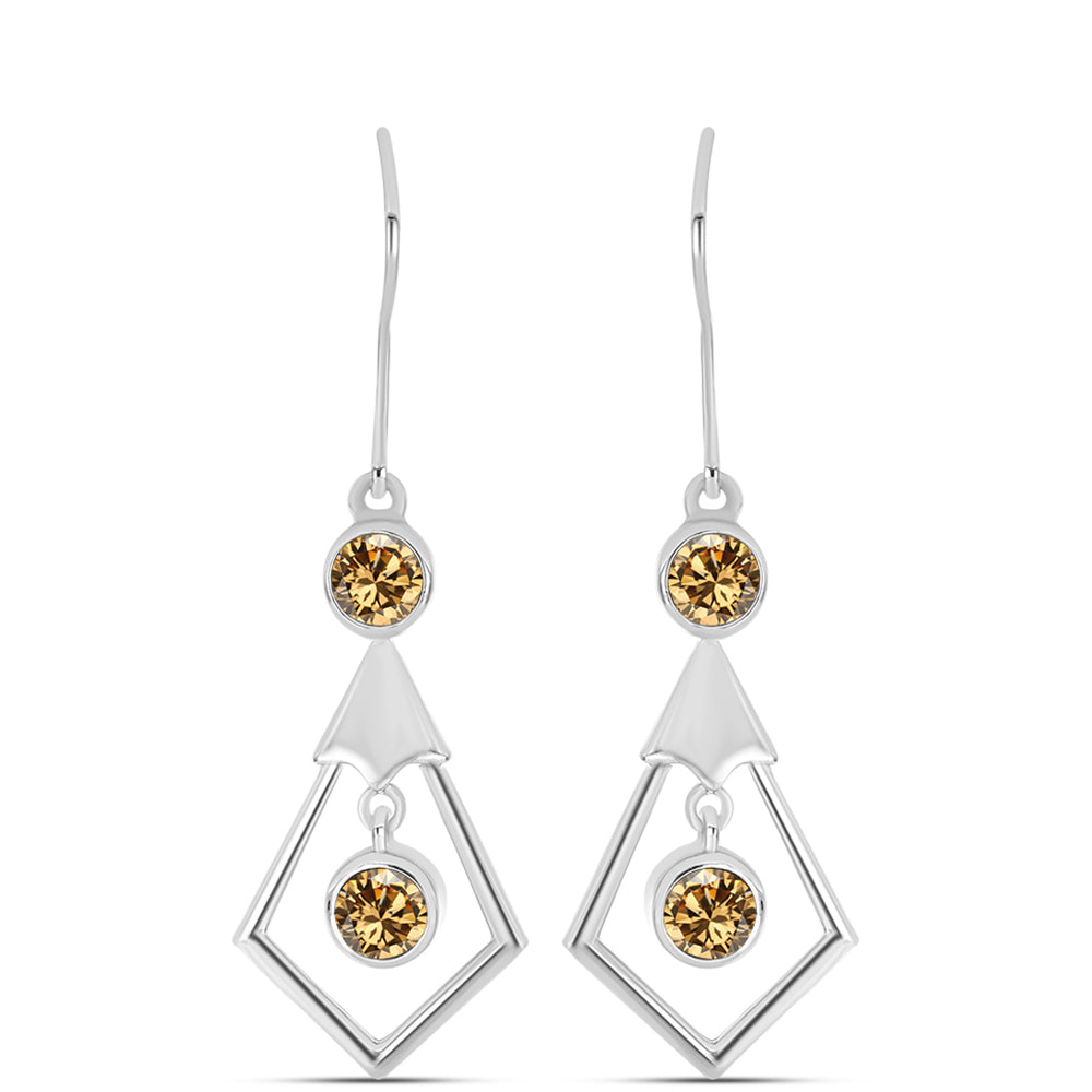 Pendientes de Plata con Moisanita Champagne