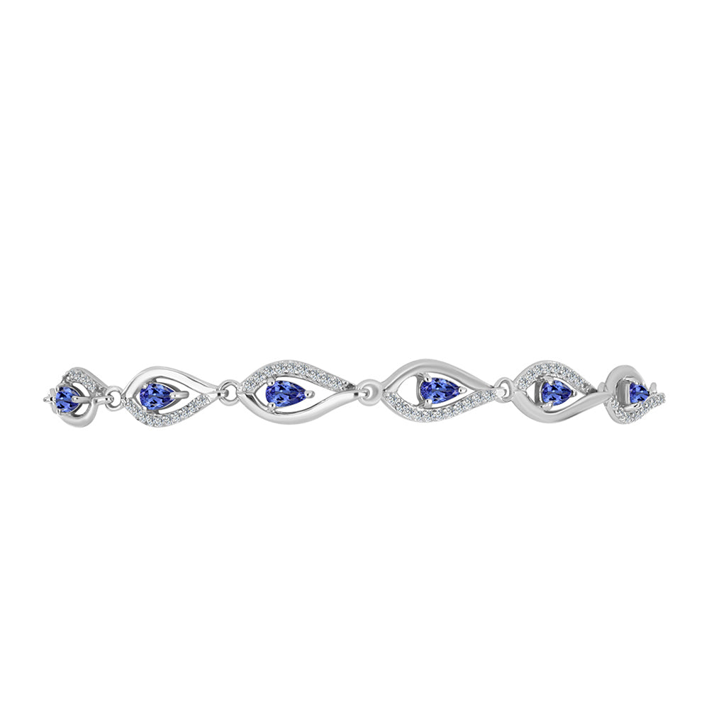 Pulsera de Plata con Tanzanita AAA y Topacio Blanco 2 