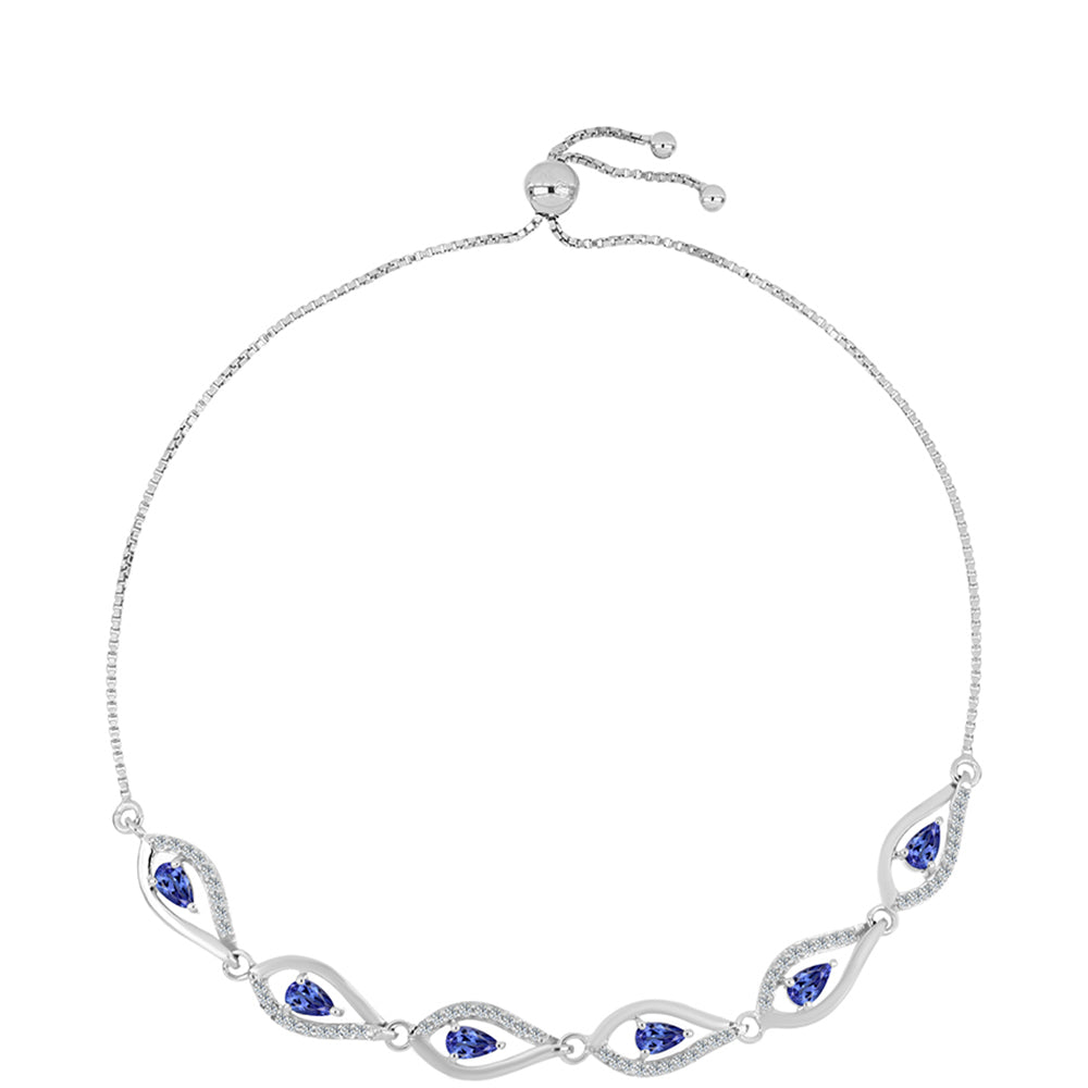 Pulsera de Plata con Tanzanita AAA y Topacio Blanco