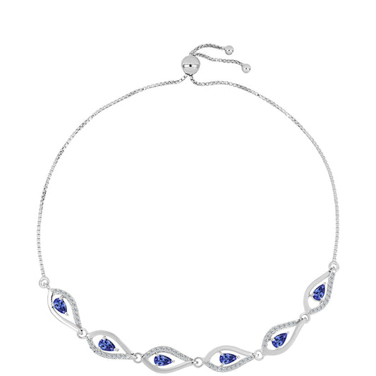 Pulsera de Plata con Tanzanita AAA y Topacio Blanco