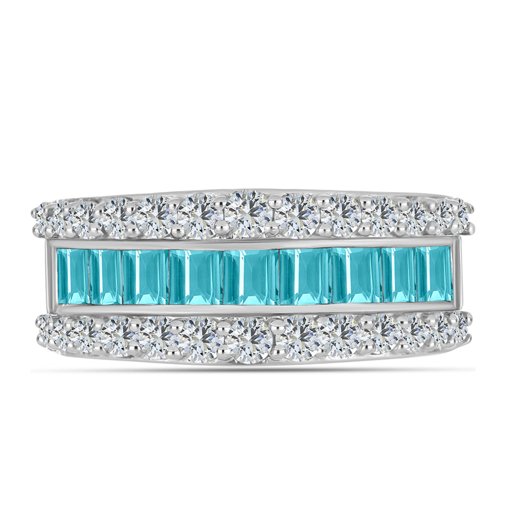 Anillo de Plata con Cuarzo Paraiba y Topacio Blanco