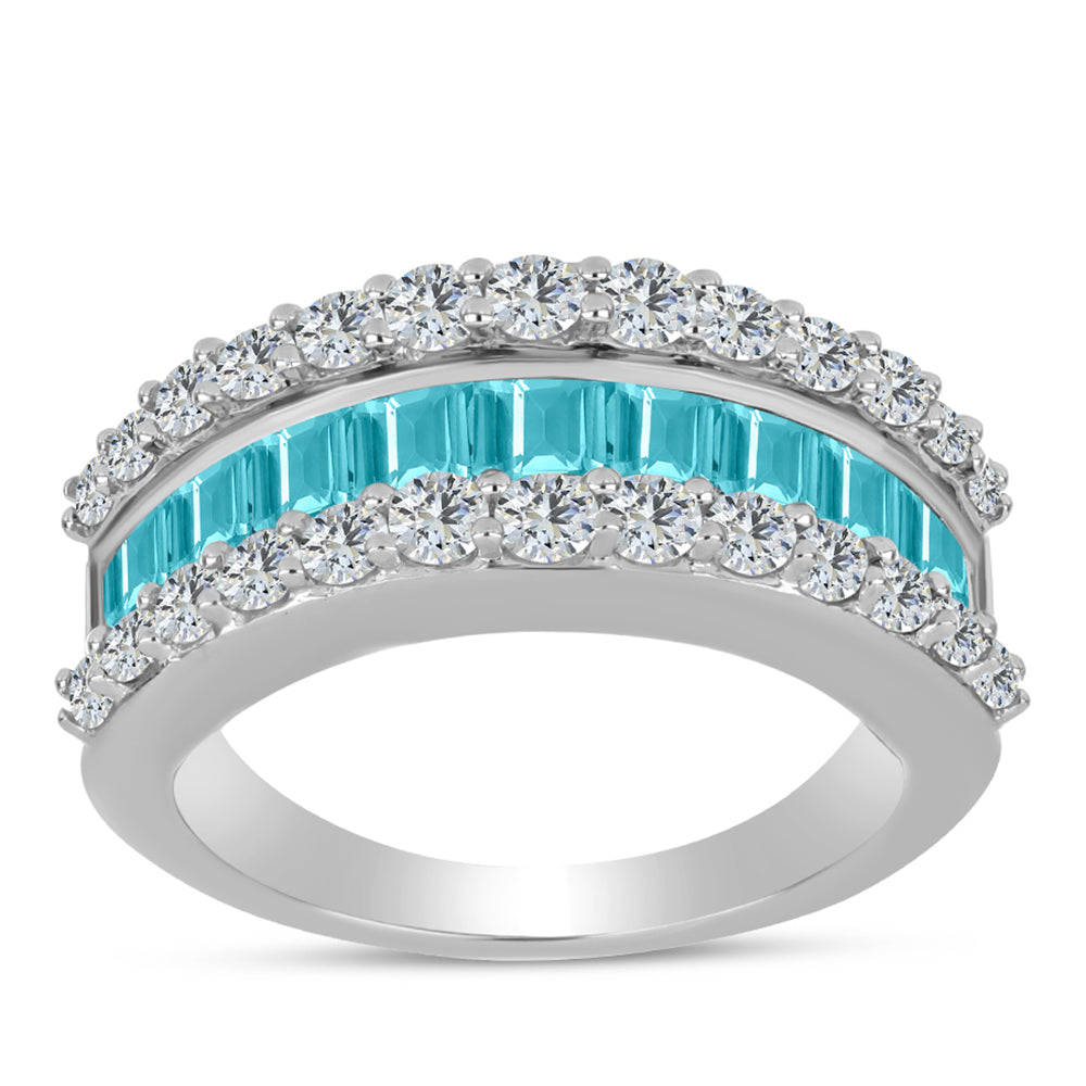 Anillo de Plata con Cuarzo Paraiba y Topacio Blanco