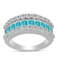 Anillo de Plata con Cuarzo Paraiba y Topacio Blanco