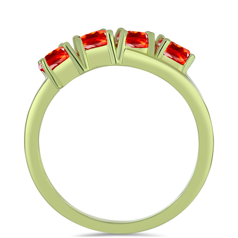 Anillo de Plata Bañada en Oro con Ópalo Rojo etíope de Lega Dembi