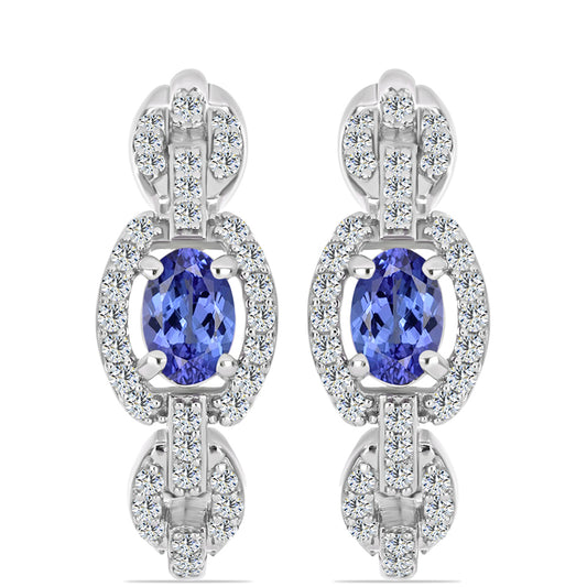 Pendientes de Plata con Tanzanita AAA y Topacio Blanco