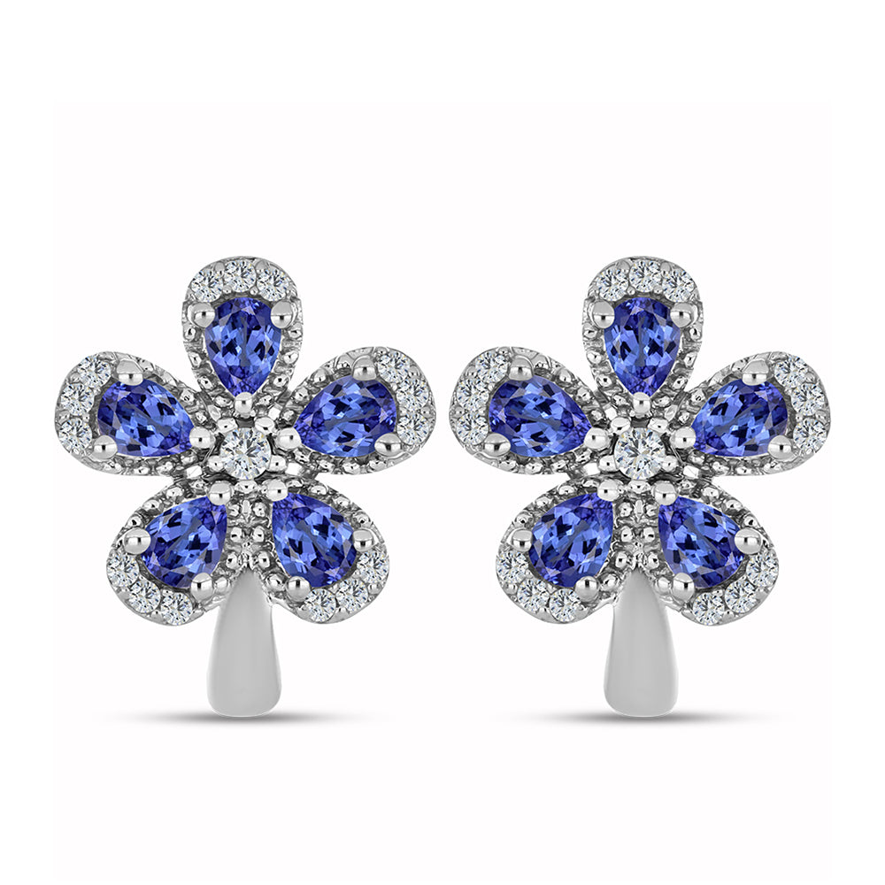Pendientes de Plata con Tanzanita AAA y Topacio Blanco 1 