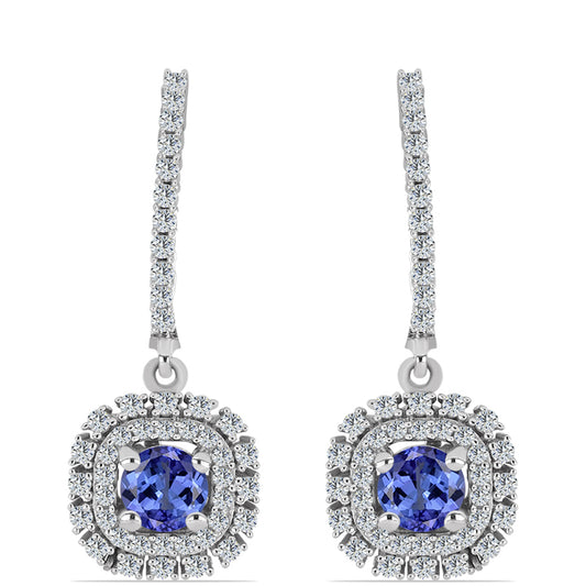Pendientes de Plata con Tanzanita AAA y Topacio Blanco