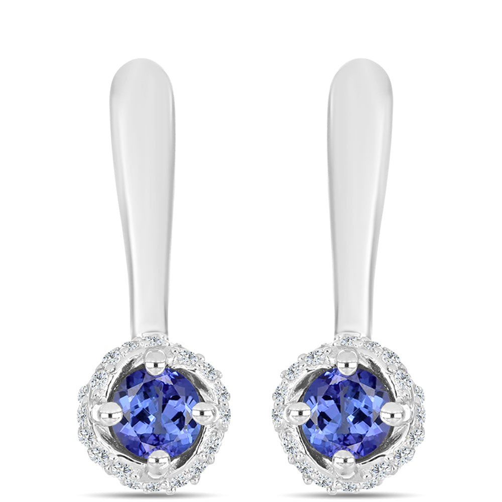 Pendientes de Plata con Tanzanita AAA y Topacio Blanco 1 