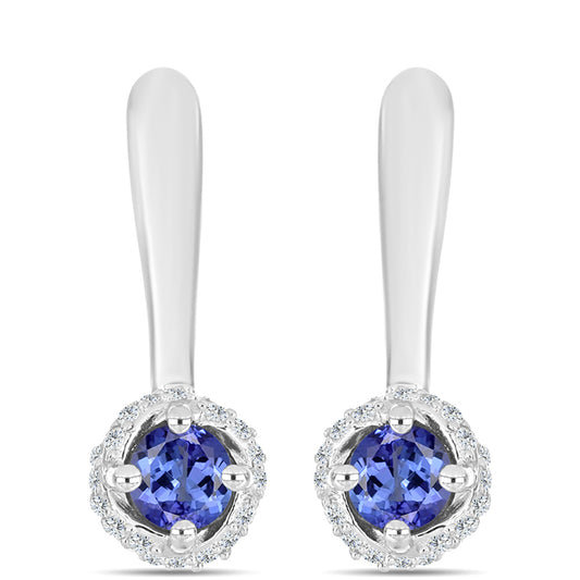 Pendientes de Plata con Tanzanita AAA y Topacio Blanco