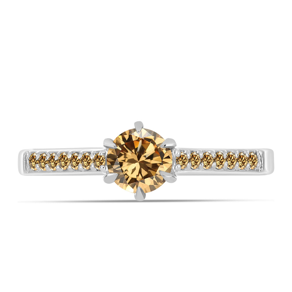 Anillo de Plata con Moisanita Champagne