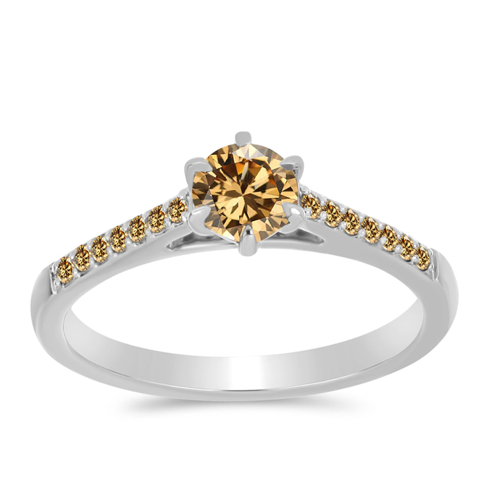 Anillo de Plata con Moisanita Champagne 1 
